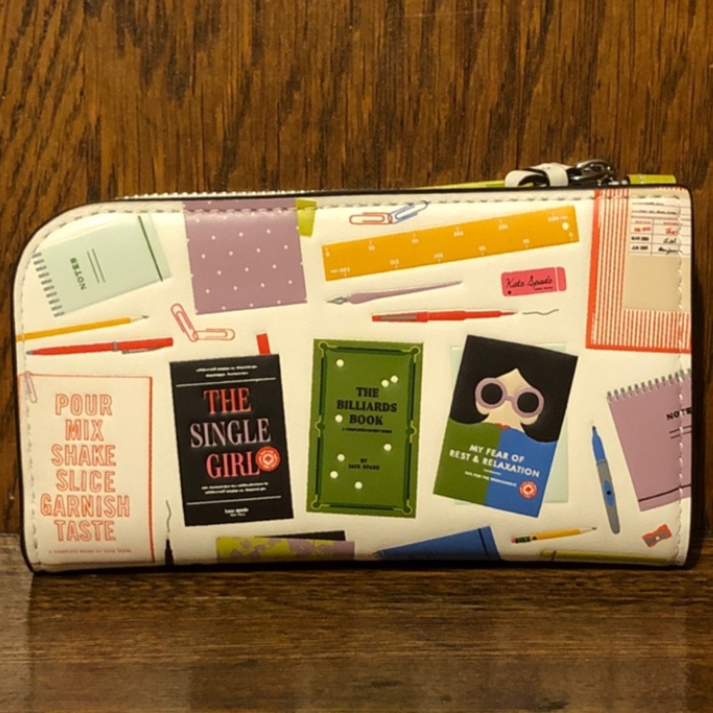 NWT-Kate Spade-Page Turner-Small Bifold Wallet-CreamMulti-Best Seller Print-$128 - Picture 4 of 13